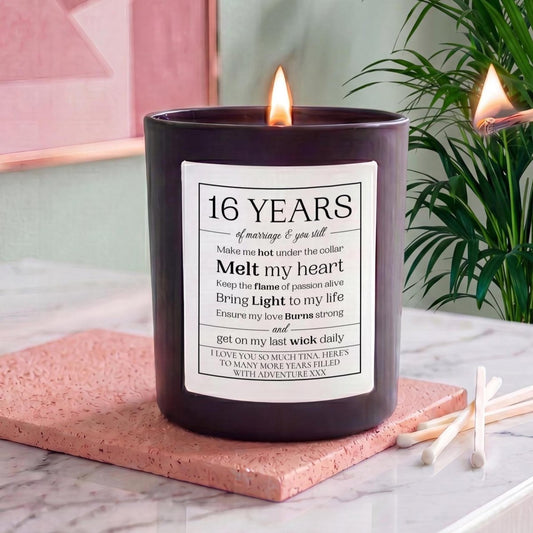 Funny Personalised 16th Wedding Anniversary Candle - The Word Shack