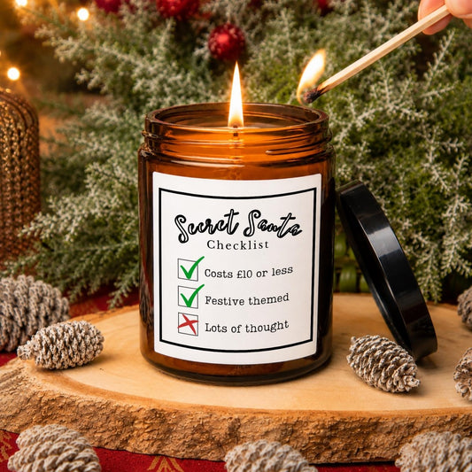 Funny Secret Santa Candle, Christmas Checklist Apothecary Candle - The Word Shack