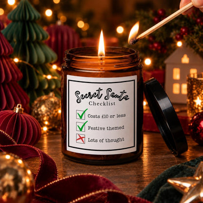 Funny Secret Santa Candle, Christmas Checklist Apothecary Candle - The Word Shack