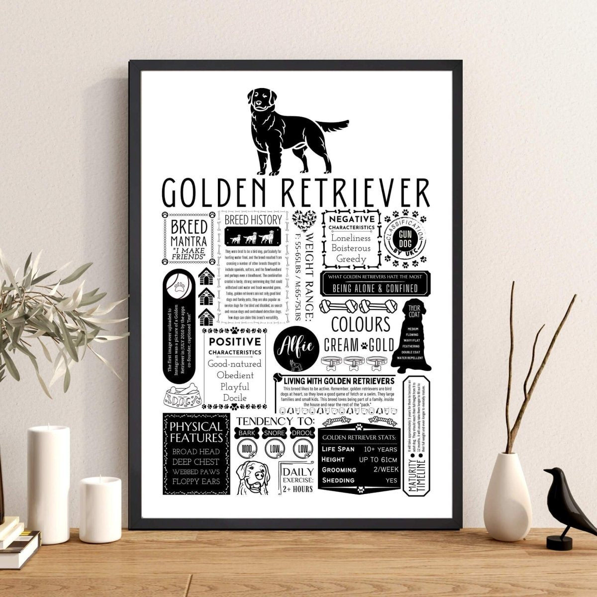 Golden Retriever Personalised Fact Print - The Word Shack