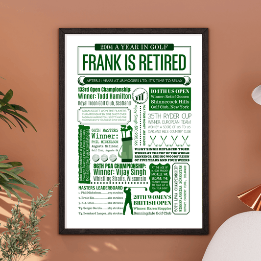 Golf Personalised Retirement Print - Any Year Leaving Gift - The Word Shack