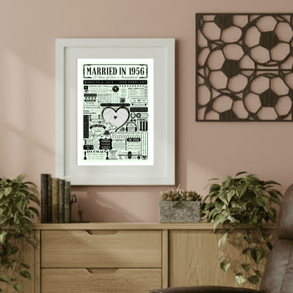 Married in 1956 Wedding Location Map Print | Personalised 70th Anniversary Gift - The Word Shack