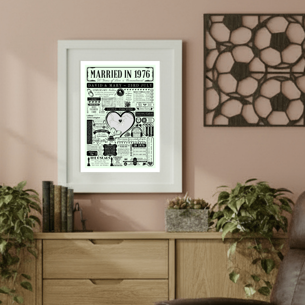 Married in 1976 Wedding Location Map Print | Personalised 50th Anniversary Gift - The Word Shack