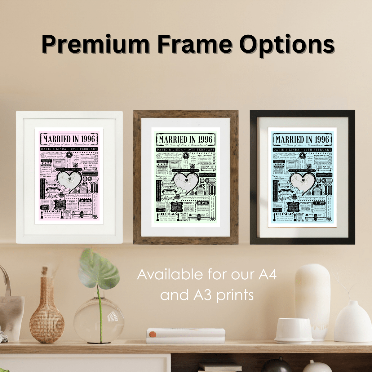 Married in 1996 Wedding Location Map Print | Personalised 30th Anniversary Gift - The Word Shack