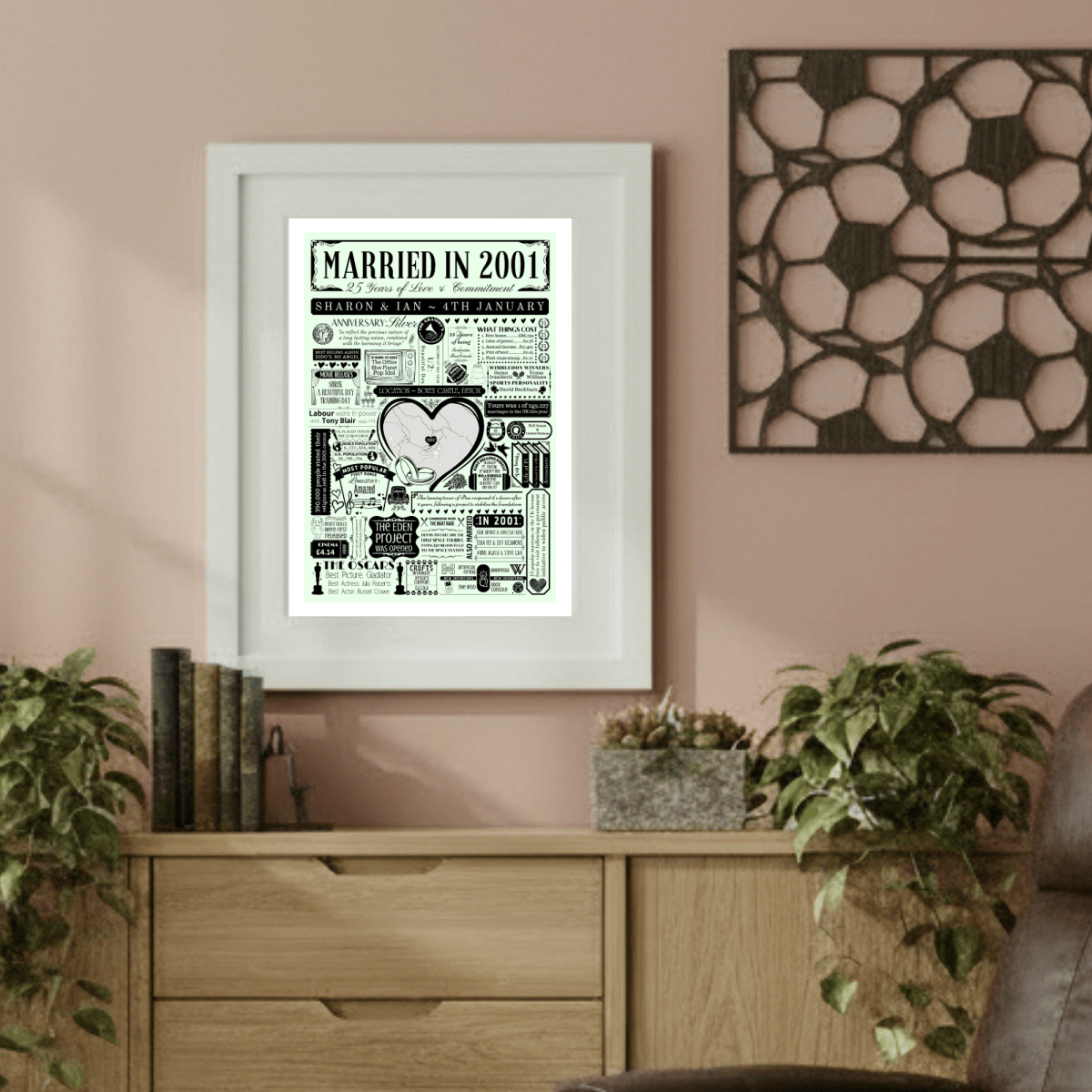 Married in 2001 Wedding Location Map Print | Personalised 25th Anniversary Gift - The Word Shack