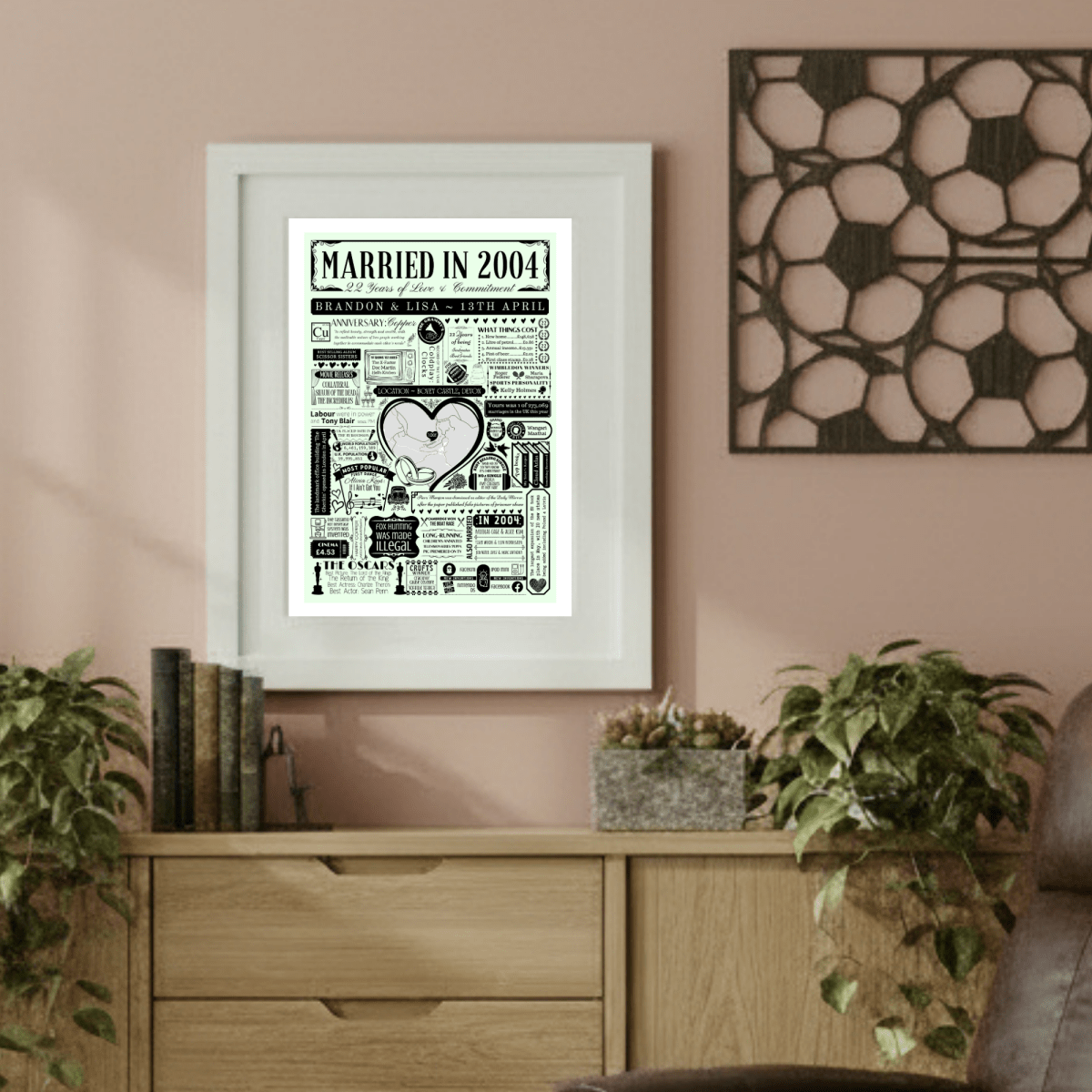 Married in 2004 Wedding Location Map Print | Personalised 22nd Anniversary Gift - The Word Shack