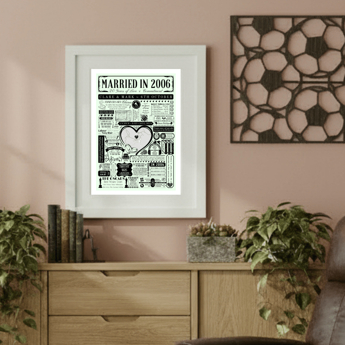 Married in 2006 Wedding Location Map Print | Personalised 20th Anniversary Gift - The Word Shack