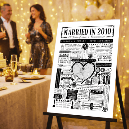 Married in 2010 Wedding Location Map Print | Personalised 16th Anniversary Gift - The Word Shack