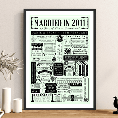 Personalised 15th Crystal Anniversary Print | Married in 2011 Gift - The Word Shack