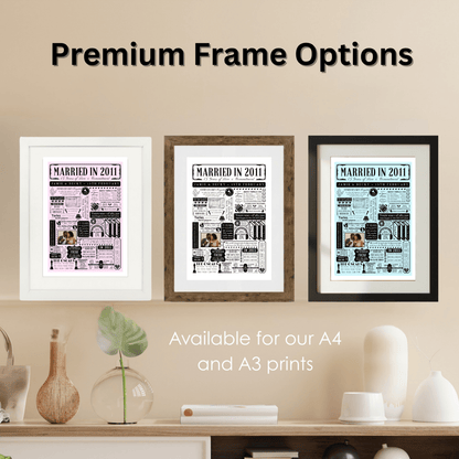 Personalised 15th Crystal Anniversary Print | Married in 2011 Gift with Photo - The Word Shack