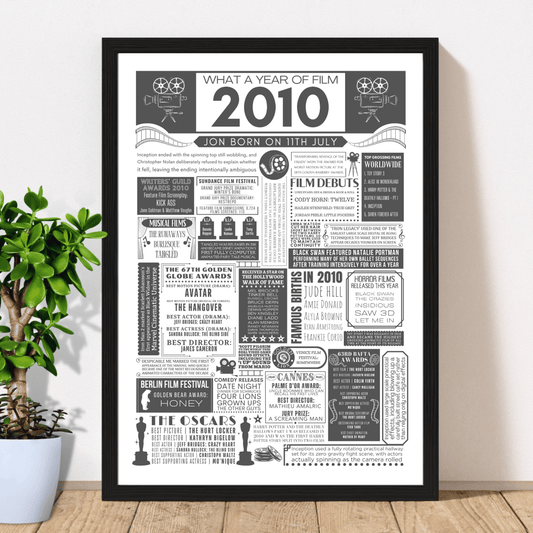 Personalised 16th Birthday Film Print - Custom 2010 Facts - The Word Shack