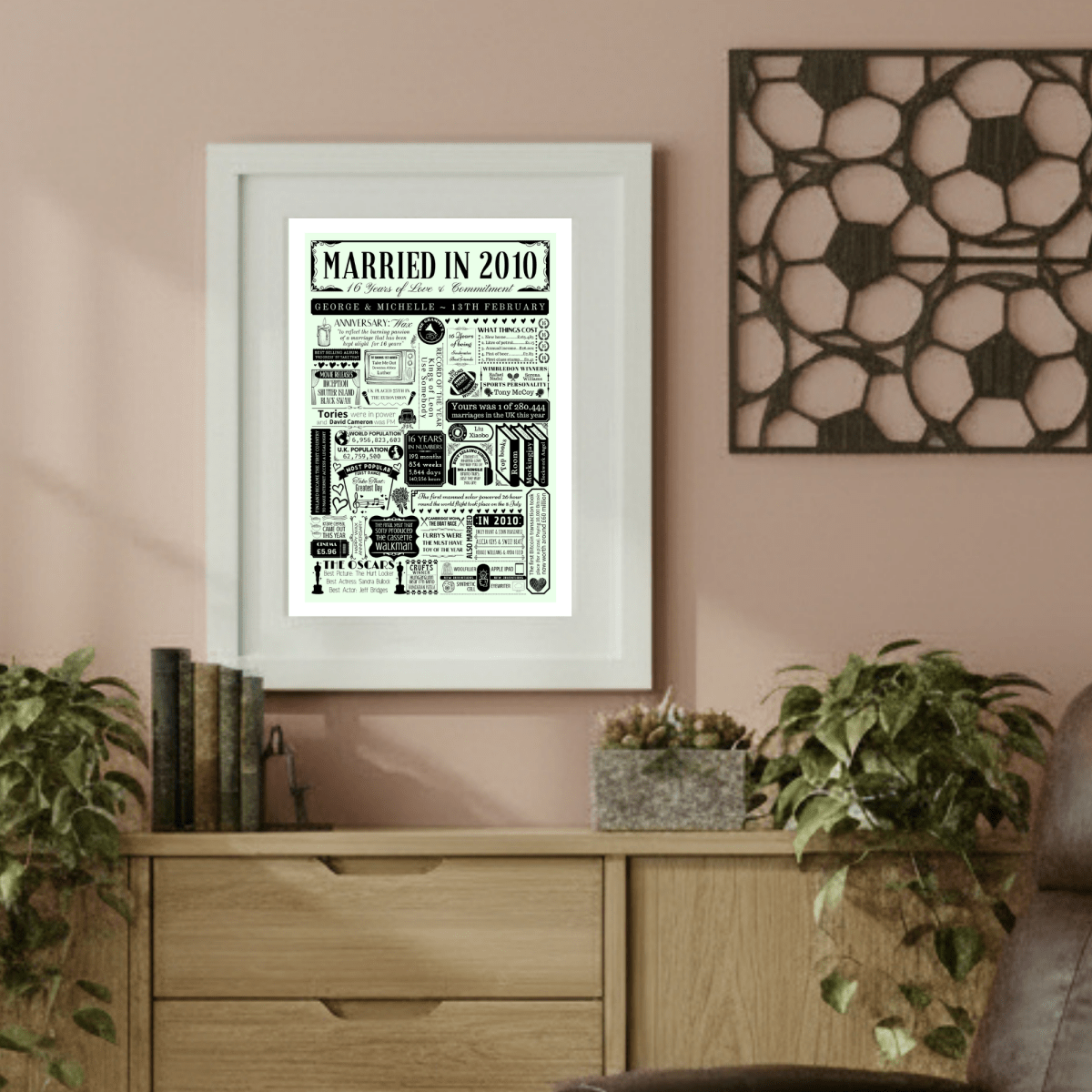 Personalised 16th Wax Anniversary Print | Married in 2010 - The Word Shack