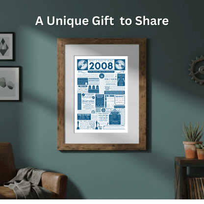 Personalised 18th Birthday Music Print - Custom 2008 Facts - The Word Shack