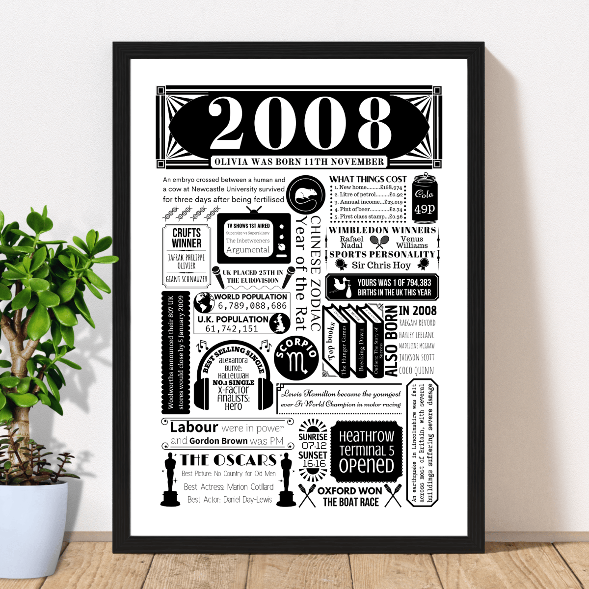 Personalised 18th Birthday Poster | Retro 2008 Fact Print - The Word Shack