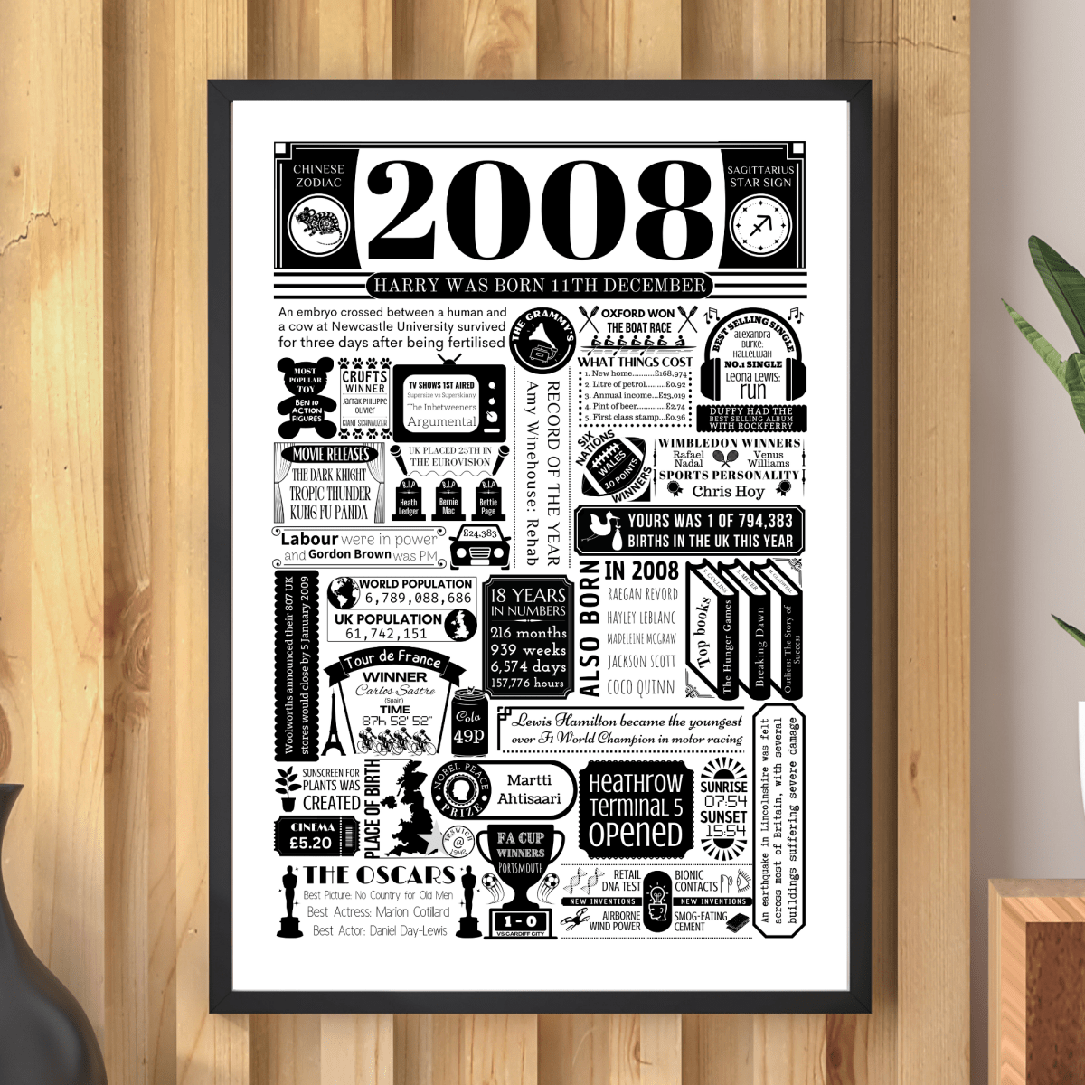 Personalised 18th Birthday Print | Facts From 2008 - The Word Shack