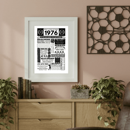 Personalised 1976 Tennis Print - 50th Birthday Gift - The Word Shack