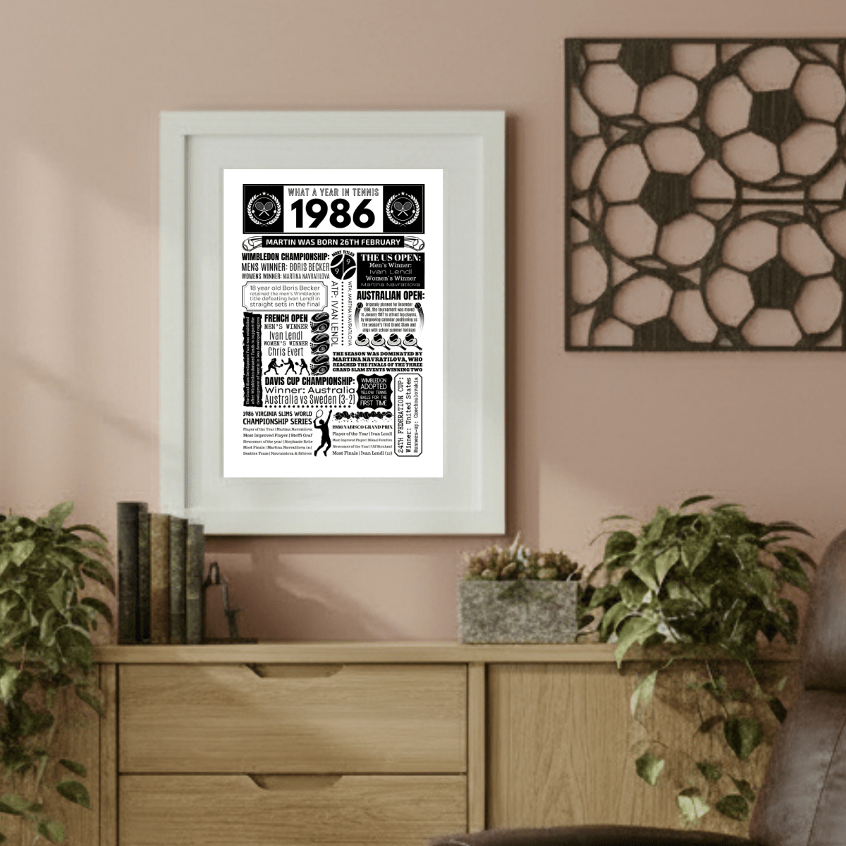 Personalised 1986 Tennis Print - 40th Birthday Gift - The Word Shack