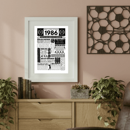 Personalised 1986 Tennis Print - 40th Birthday Gift - The Word Shack