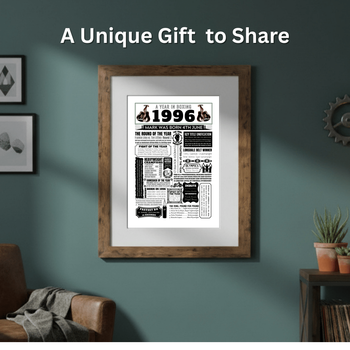 Personalised 1996 Boxing Print - 30th Birthday Gift - The Word Shack