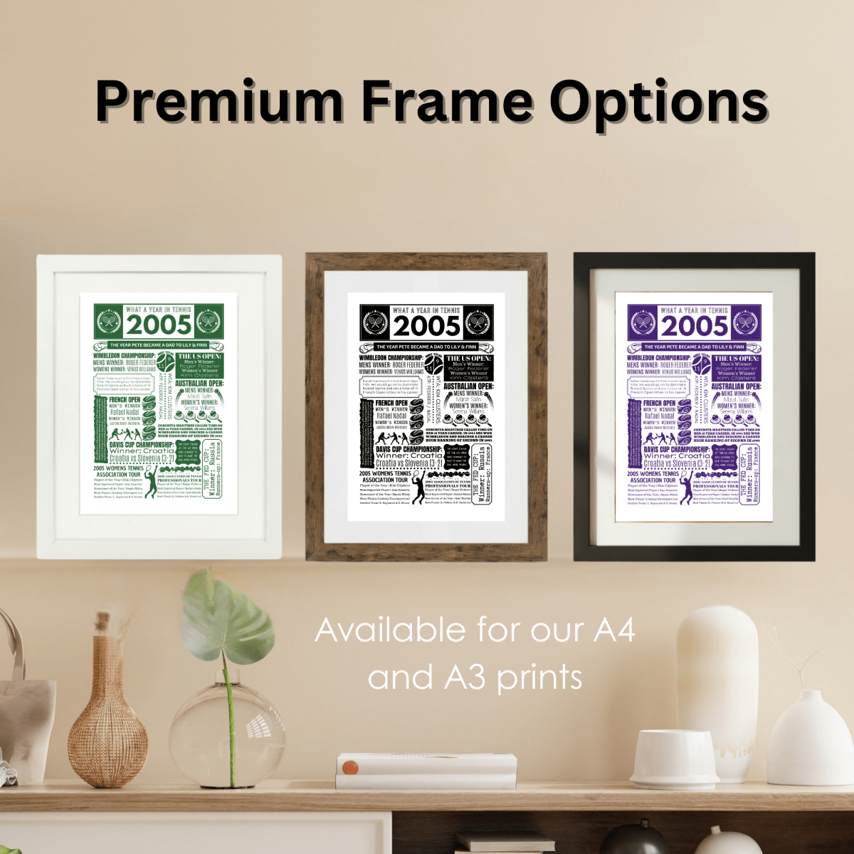 Personalised 2005 Tennis Print - 21st Birthday Gift - The Word Shack