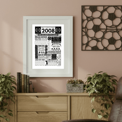 Personalised 2008 Tennis Print - 18th Birthday Gift - The Word Shack