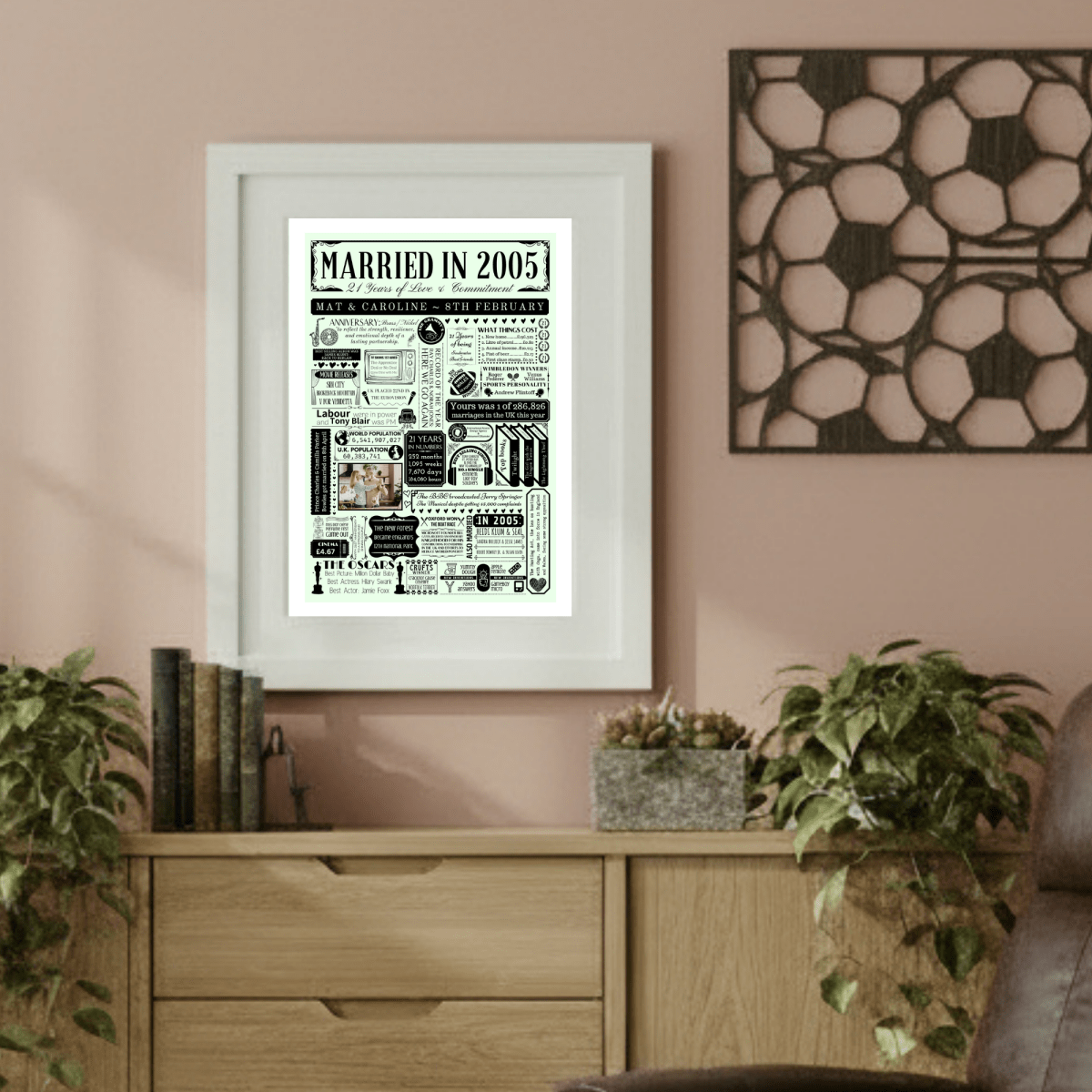 Personalised 21st Anniversary Print | Married in 2005 Gift with Photo - The Word Shack