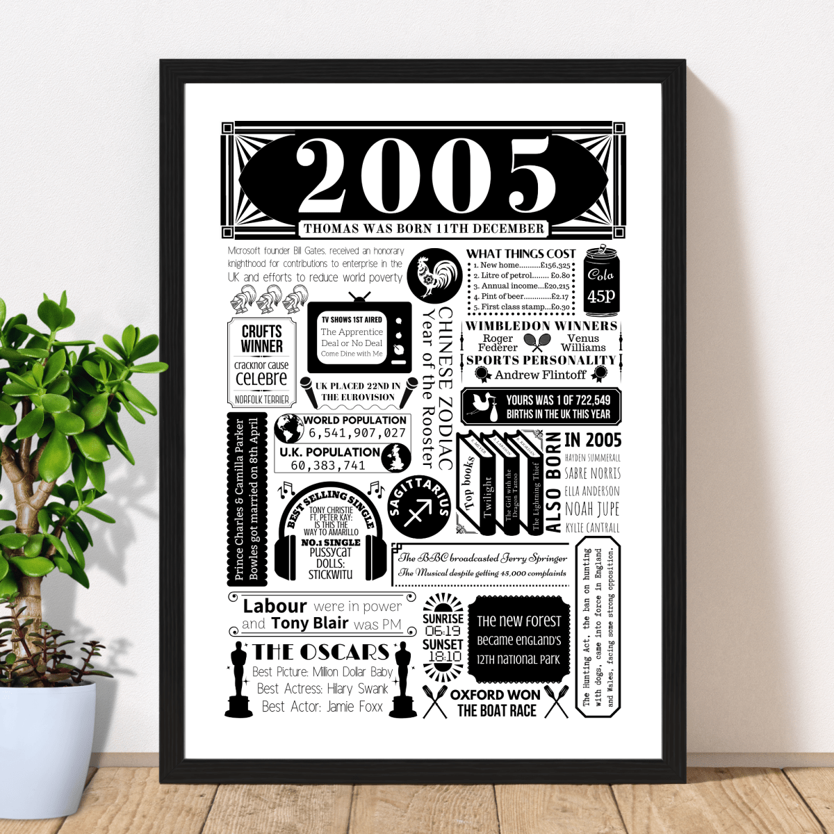 Personalised 21st Birthday Poster | Retro 2005 Fact Print - The Word Shack