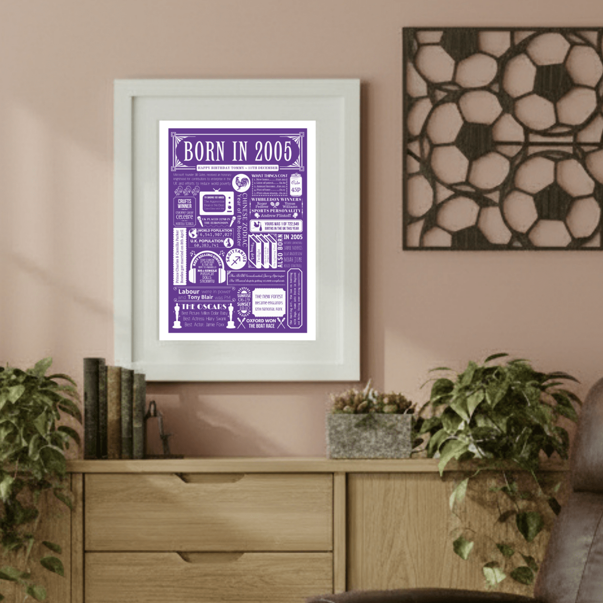Personalised 21st Birthday Print | 2005 Custom colour Background - The Word Shack