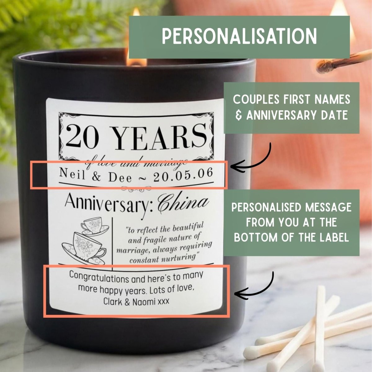 Personalised 25th Wedding Anniversary Candle | Silver Wedding Gift for Couple - The Word Shack