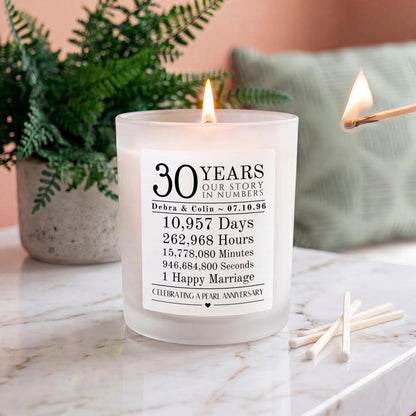 Personalised 30th Anniversary Candle Our Story in Numbers - The Word Shack