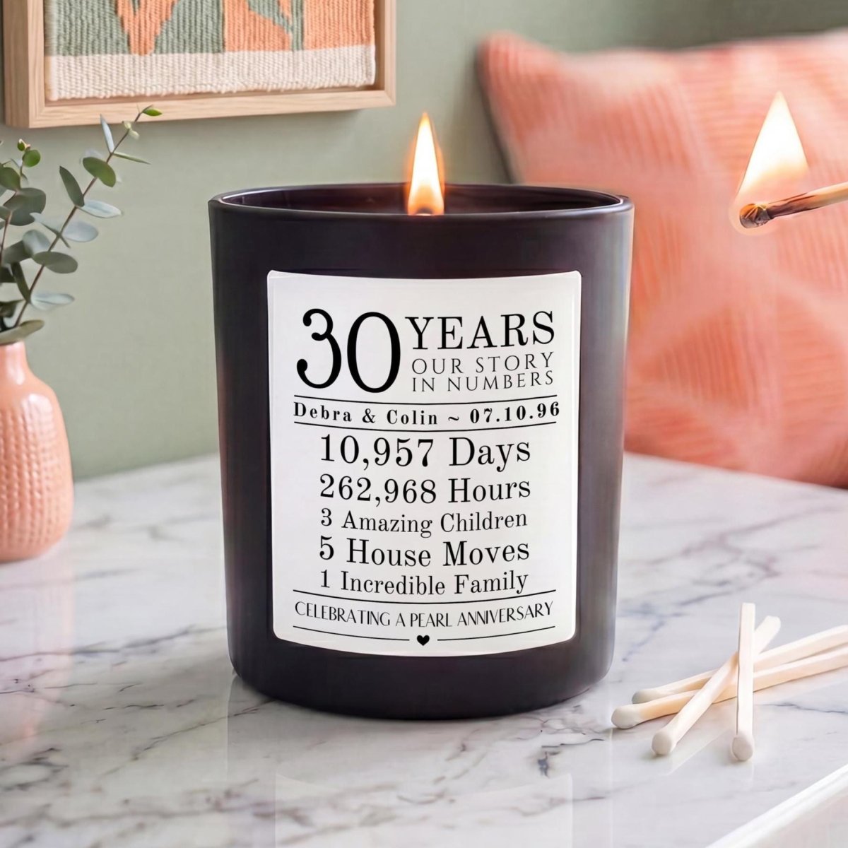 Personalised 30th Anniversary Candle Our Story in Numbers - The Word Shack