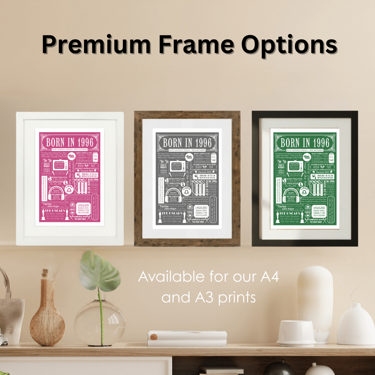 Personalised 30th Birthday Print | 1996 Custom colour Background - The Word Shack