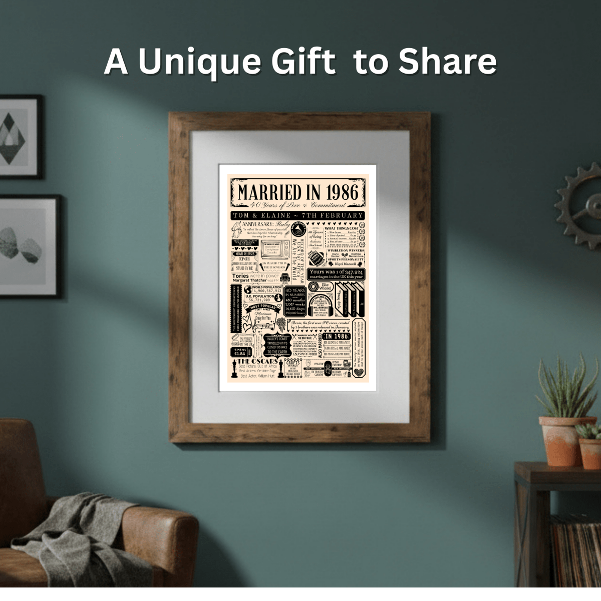 Personalised 40th Ruby Wedding Anniversary Print | Married in 1986 - The Word Shack