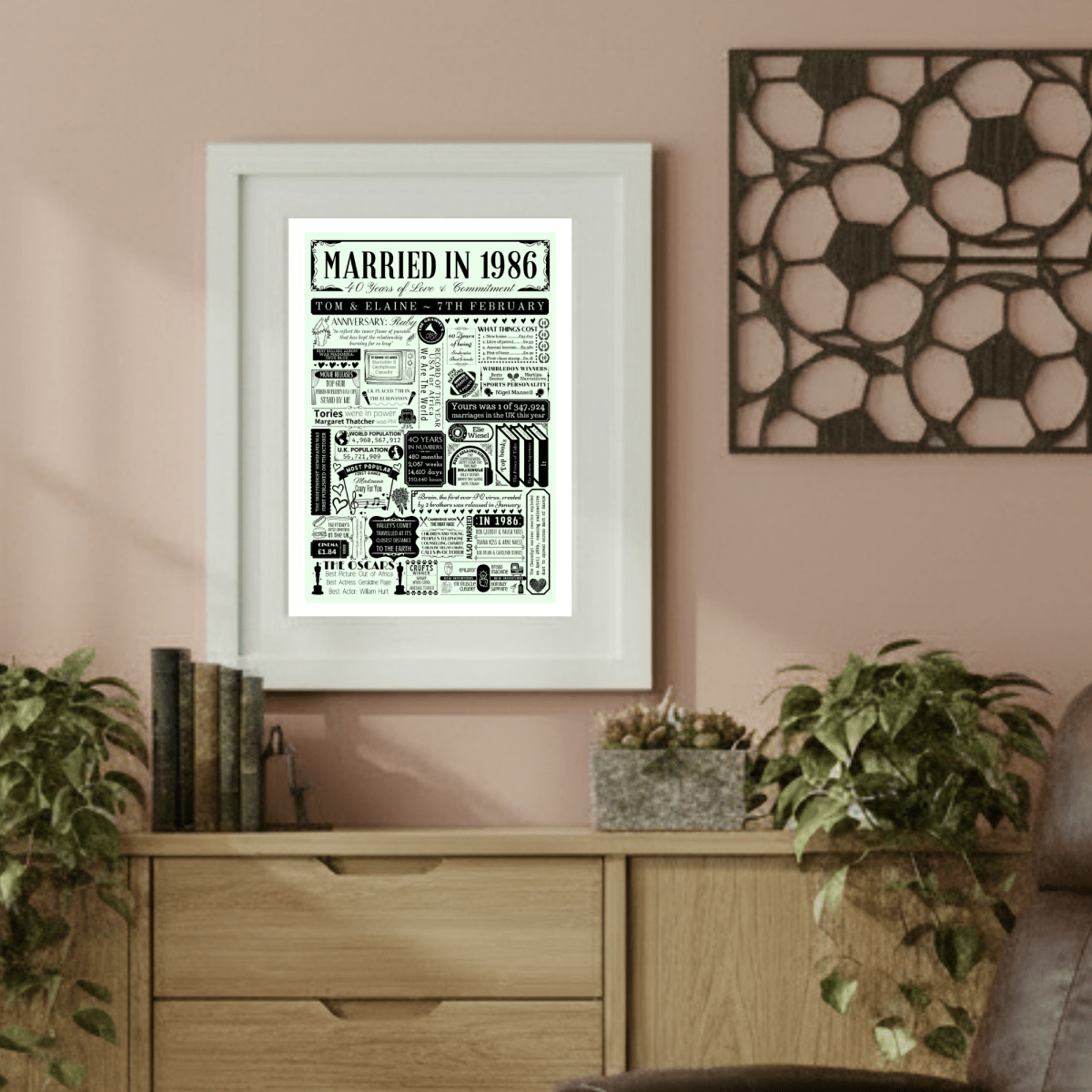 Personalised 40th Ruby Wedding Anniversary Print | Married in 1986 - The Word Shack