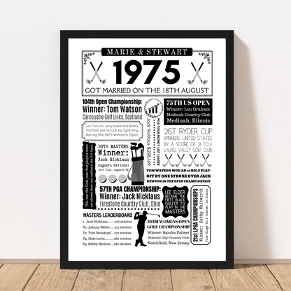 Personalised 50th Anniversary Golf Print - The Word Shack