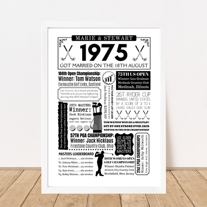 Personalised 50th Anniversary Golf Print - The Word Shack