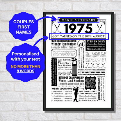 Personalised 50th Anniversary Golf Print - The Word Shack