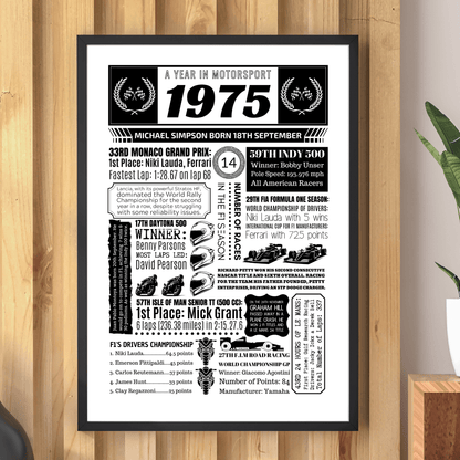 Personalised 50th Birthday Motorsport Print - The Word Shack