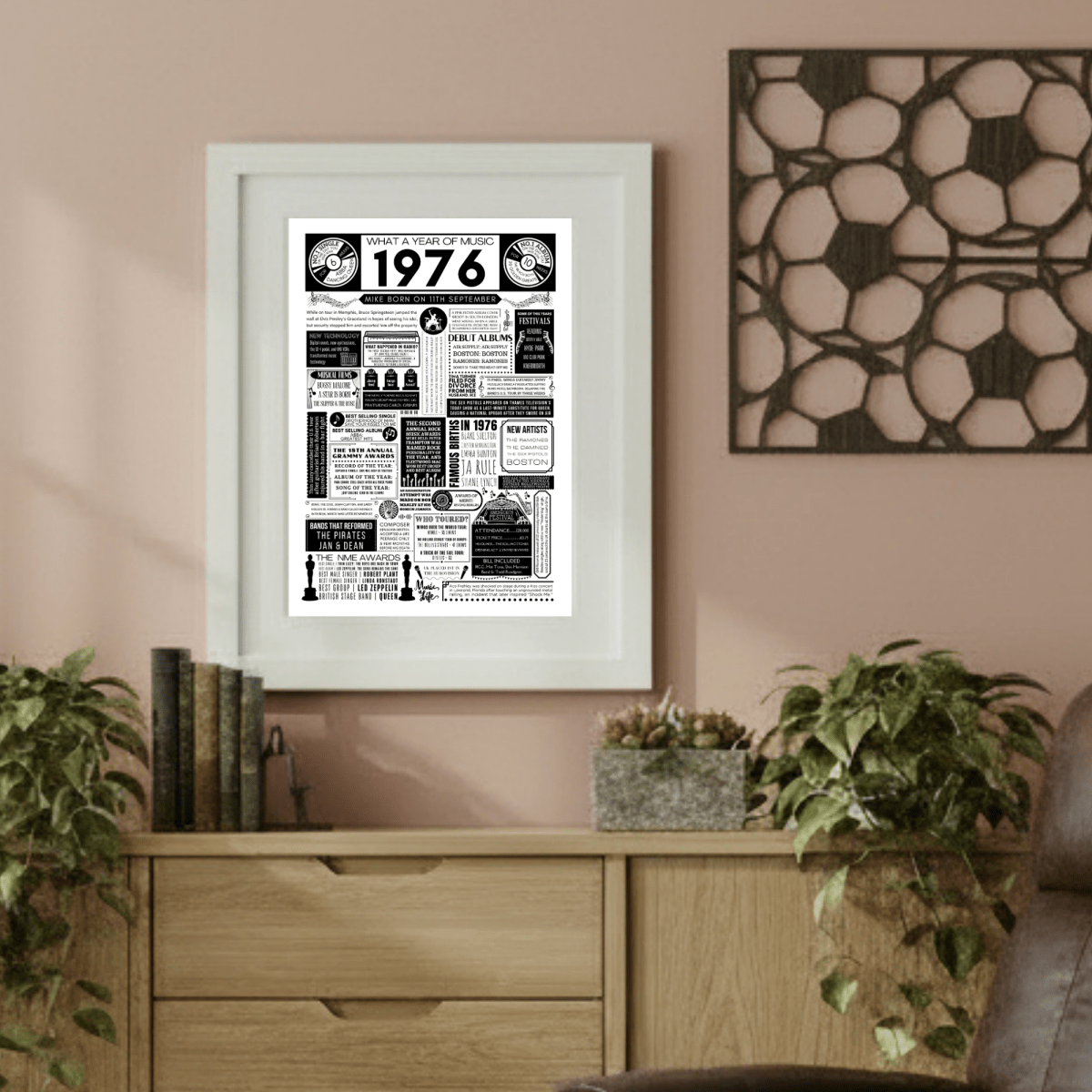 Personalised 50th Birthday Music Print - Custom 1976 Facts - The Word Shack