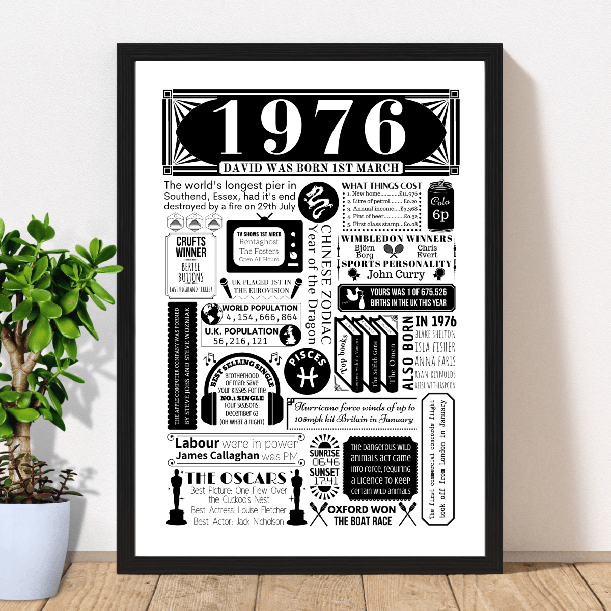 Personalised 50th Birthday Poster | Retro 1976 Fact Print - The Word Shack