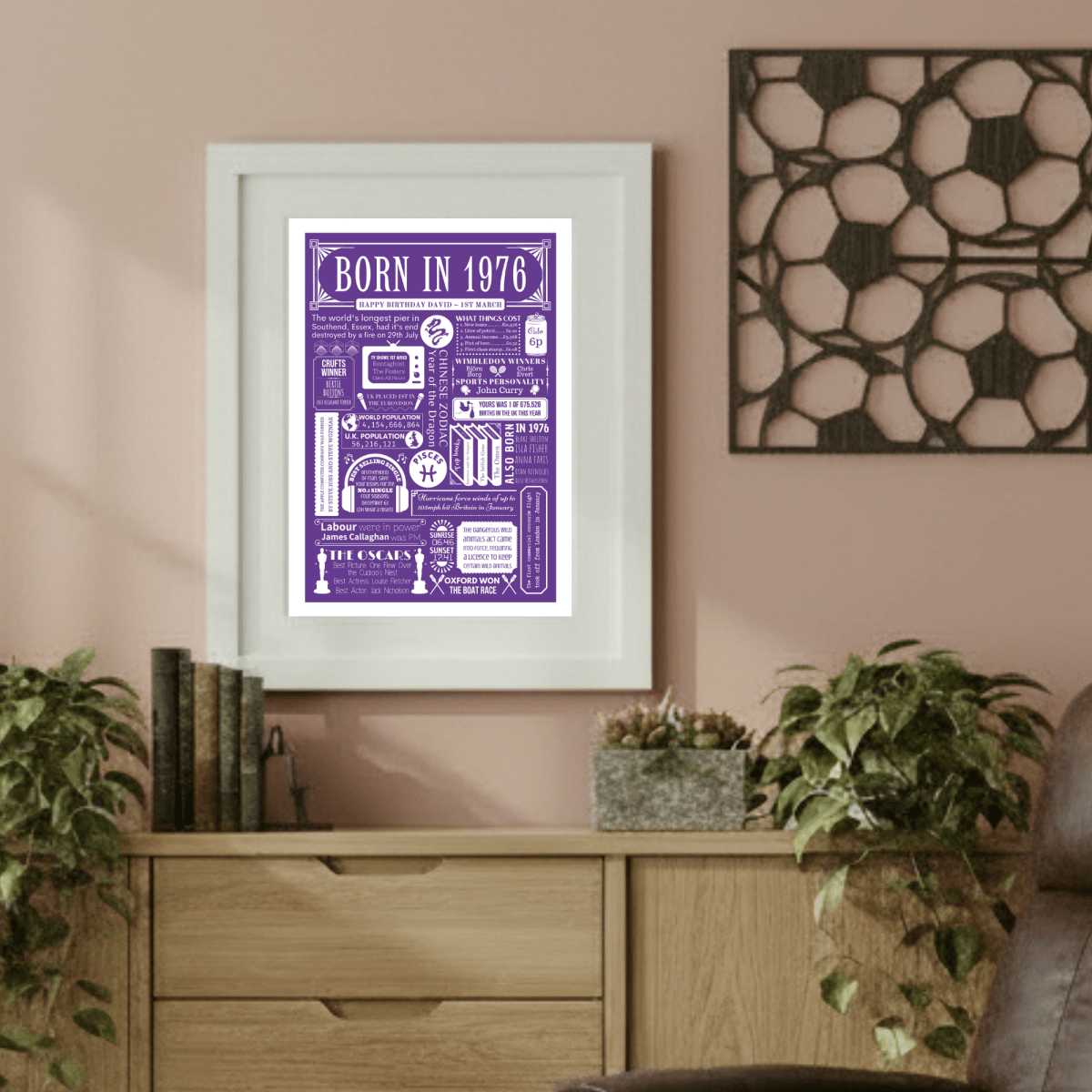 Personalised 50th Birthday Print | 1976 Custom colour Background - The Word Shack