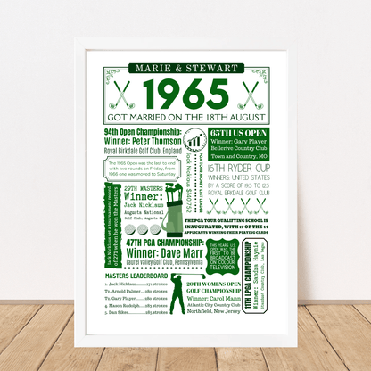Personalised 60th Anniversary Golf Print - The Word Shack