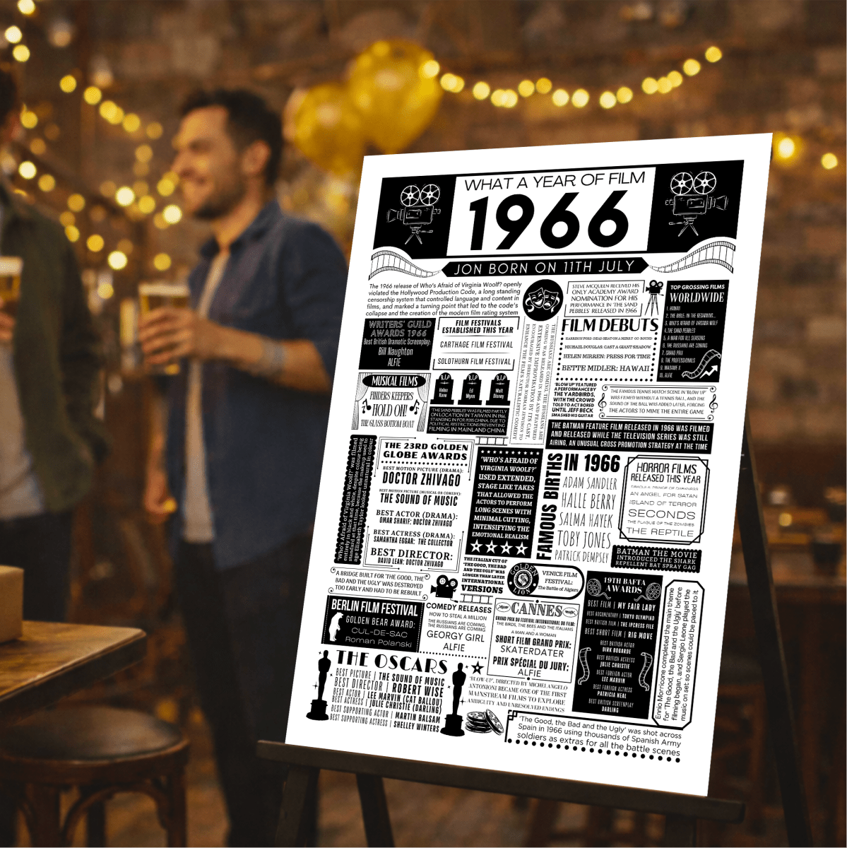 Personalised 60th Birthday Film Print - Custom 1966 Facts - The Word Shack