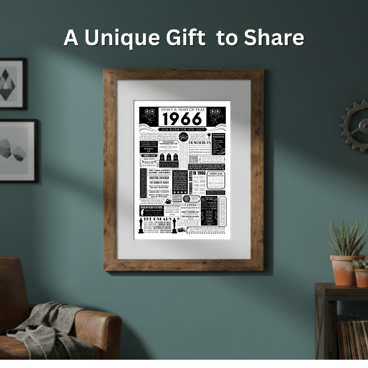 Personalised 60th Birthday Film Print - Custom 1966 Facts - The Word Shack