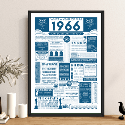 Personalised 60th Birthday Film Print - Custom 1966 Facts - The Word Shack