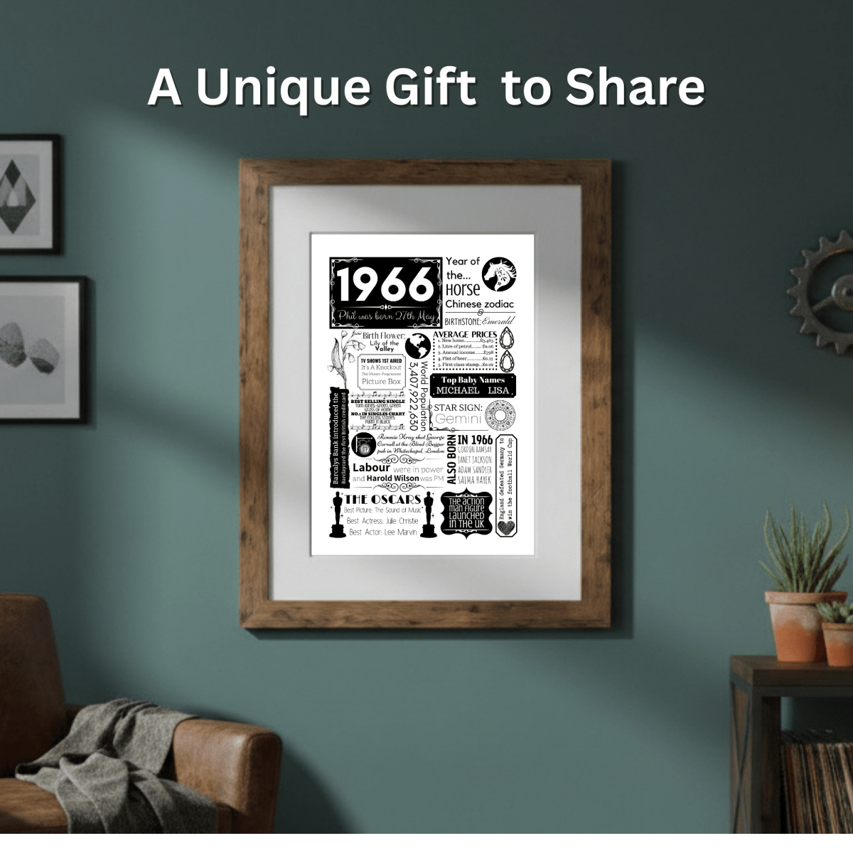 Personalised 60th Birthday Print - Floral 1966 Design - The Word Shack