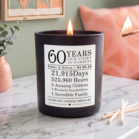 Personalised 60th Diamond Anniversary Candle - The Word Shack