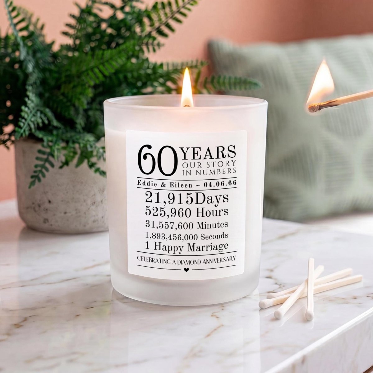 Personalised 60th Diamond Anniversary Candle - The Word Shack