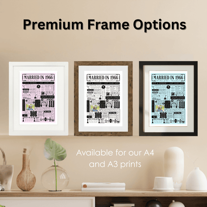 Personalised 60th Diamond Anniversary Print | Married in 1966 Gift with Photo - The Word Shack