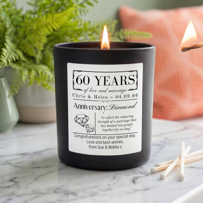 Personalised 60th Diamond Wedding Anniversary Candle - The Word Shack